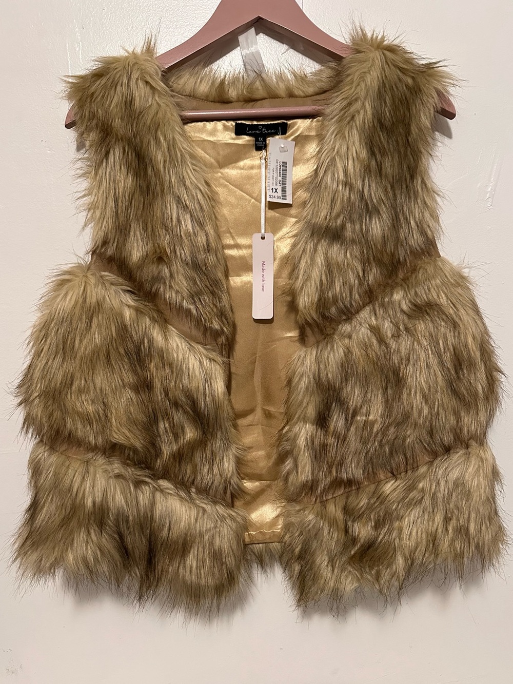 Love Tree Faux Fur Vest in Light Tan